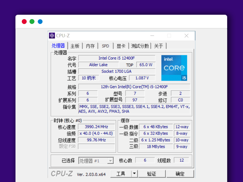CPU-Z电脑版 2.03.0官方正式版